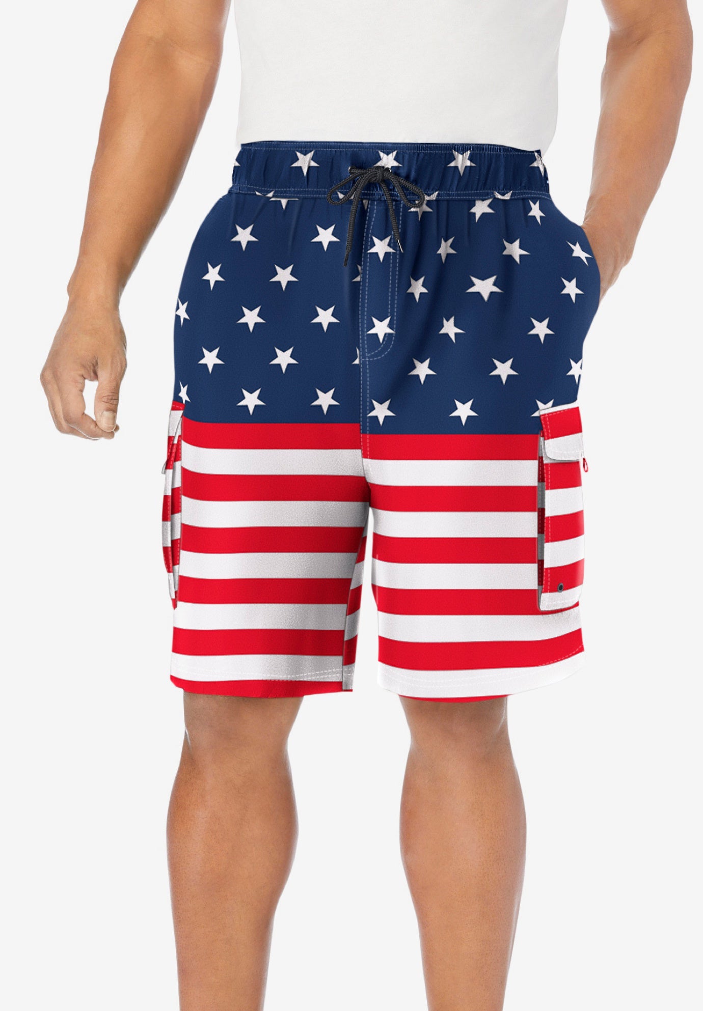 8" Printed Cargo Swim Trunks image number 0