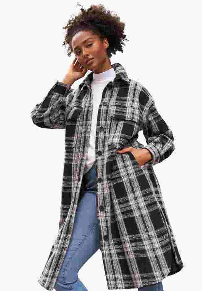 Wool Blend Long Shirt Jacket image number 2