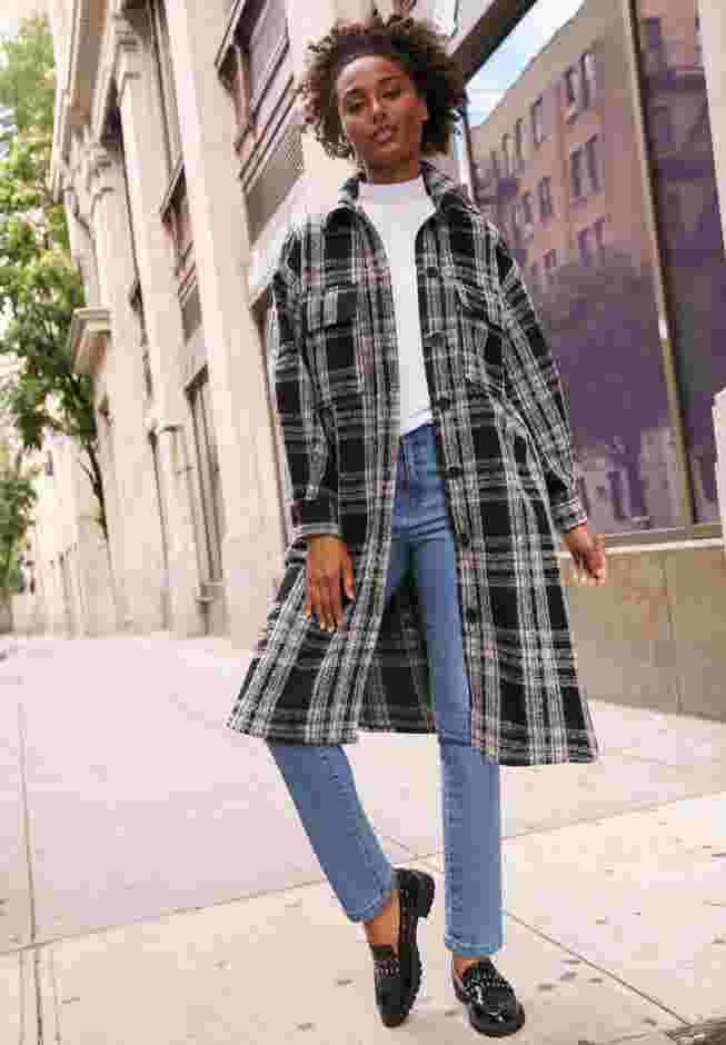 Wool Blend Long Shirt Jacket image number 3
