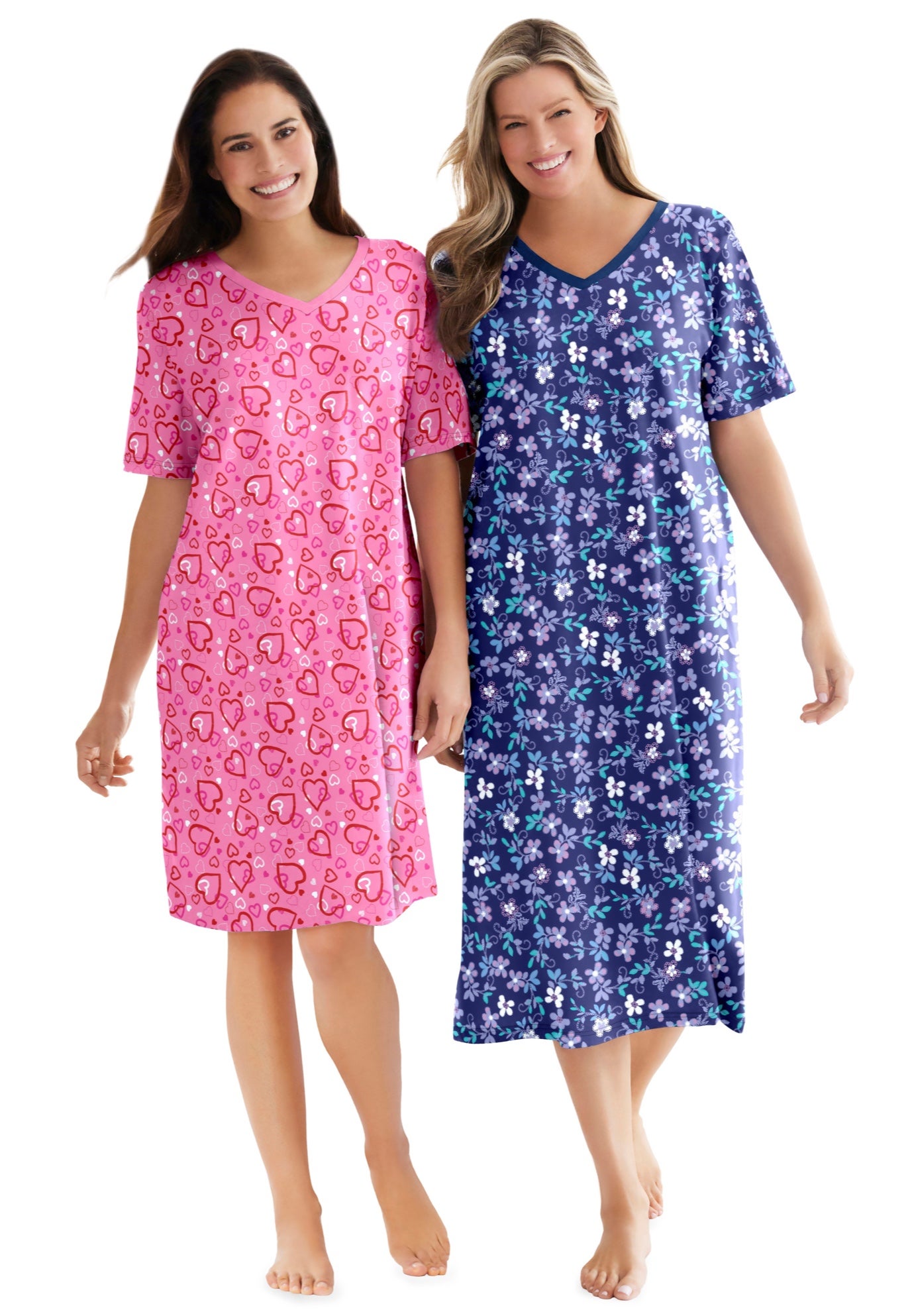 V-NECK SHORT SLEEVE KNEE-LENGTH COTTON SLEEPSHIRT image number 4