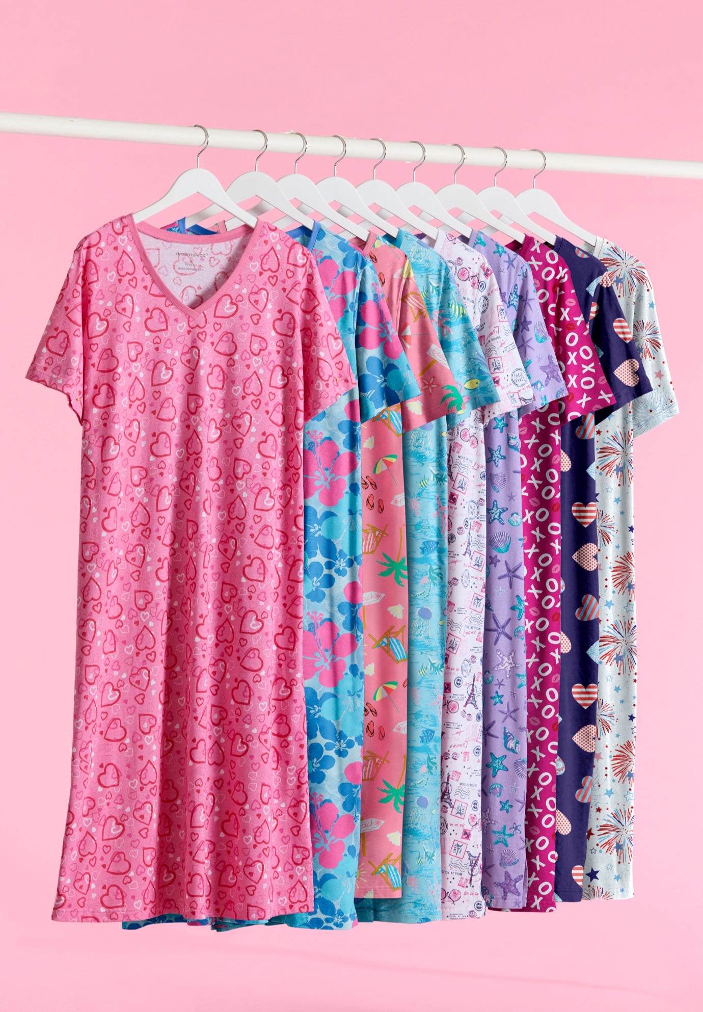 V-NECK SHORT SLEEVE KNEE-LENGTH COTTON SLEEPSHIRT image number 9