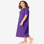 V-Neck Short Sleeve Midi Cotton Sleep Shirt image number null