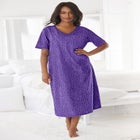 V-Neck Short Sleeve Midi Cotton Sleep Shirt image number null