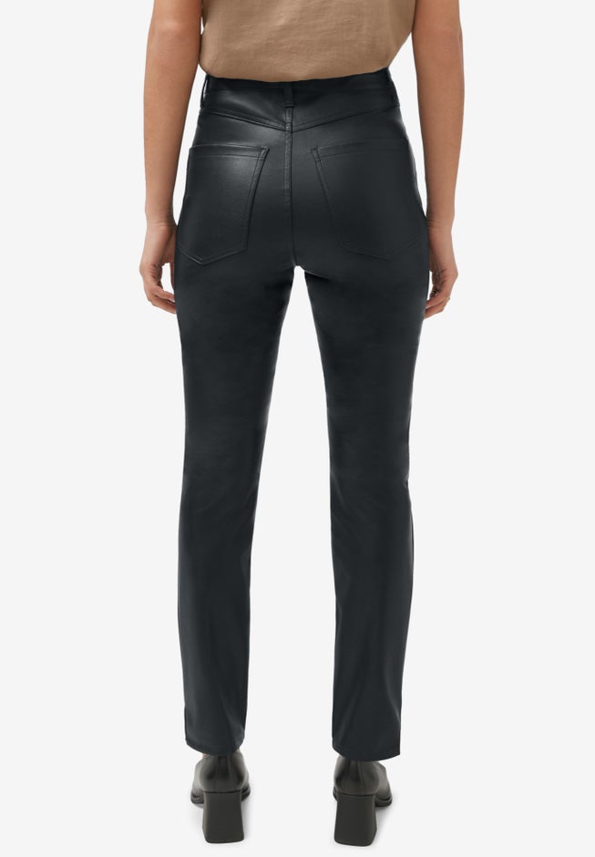 5-Pocket Faux Leather Pants image number null