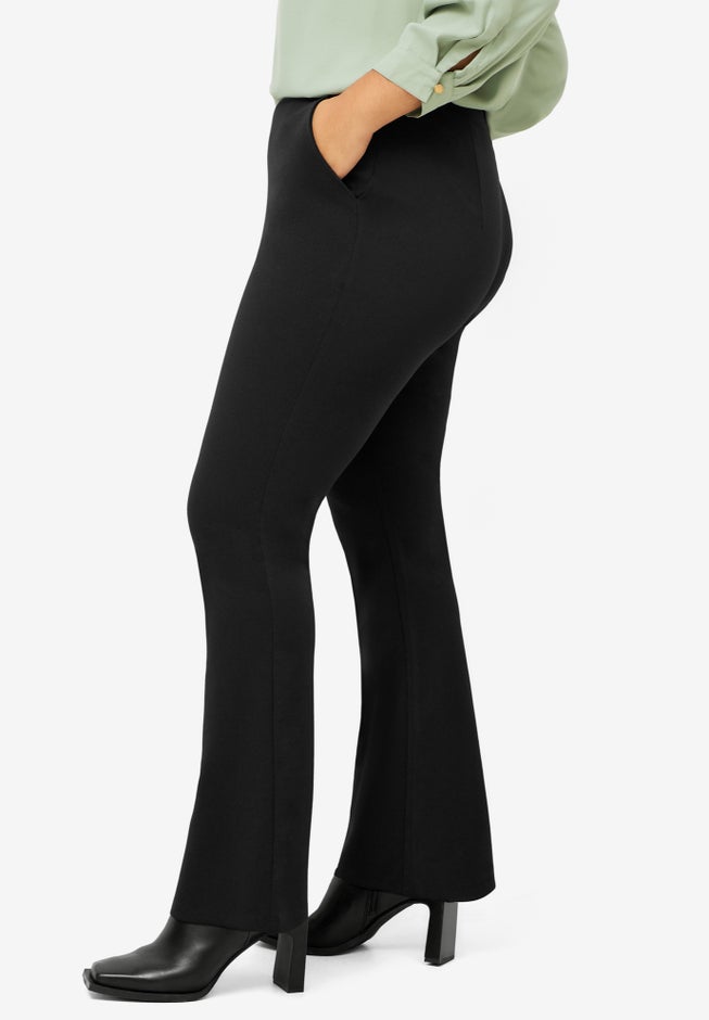 Knit Bootcut Pants With Pockets image number null