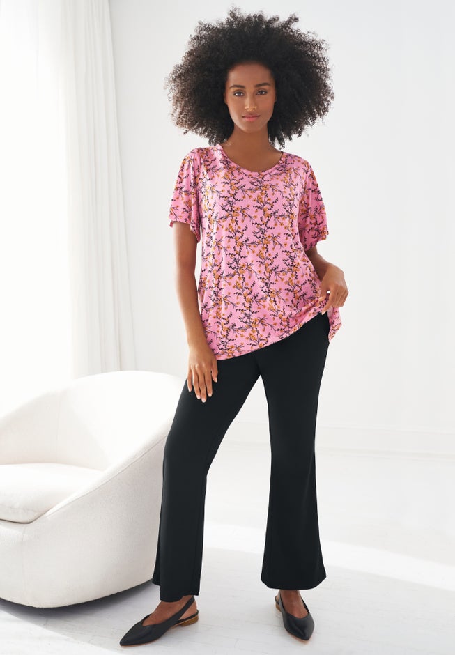 Knit Bootcut Pants With Pockets image number null
