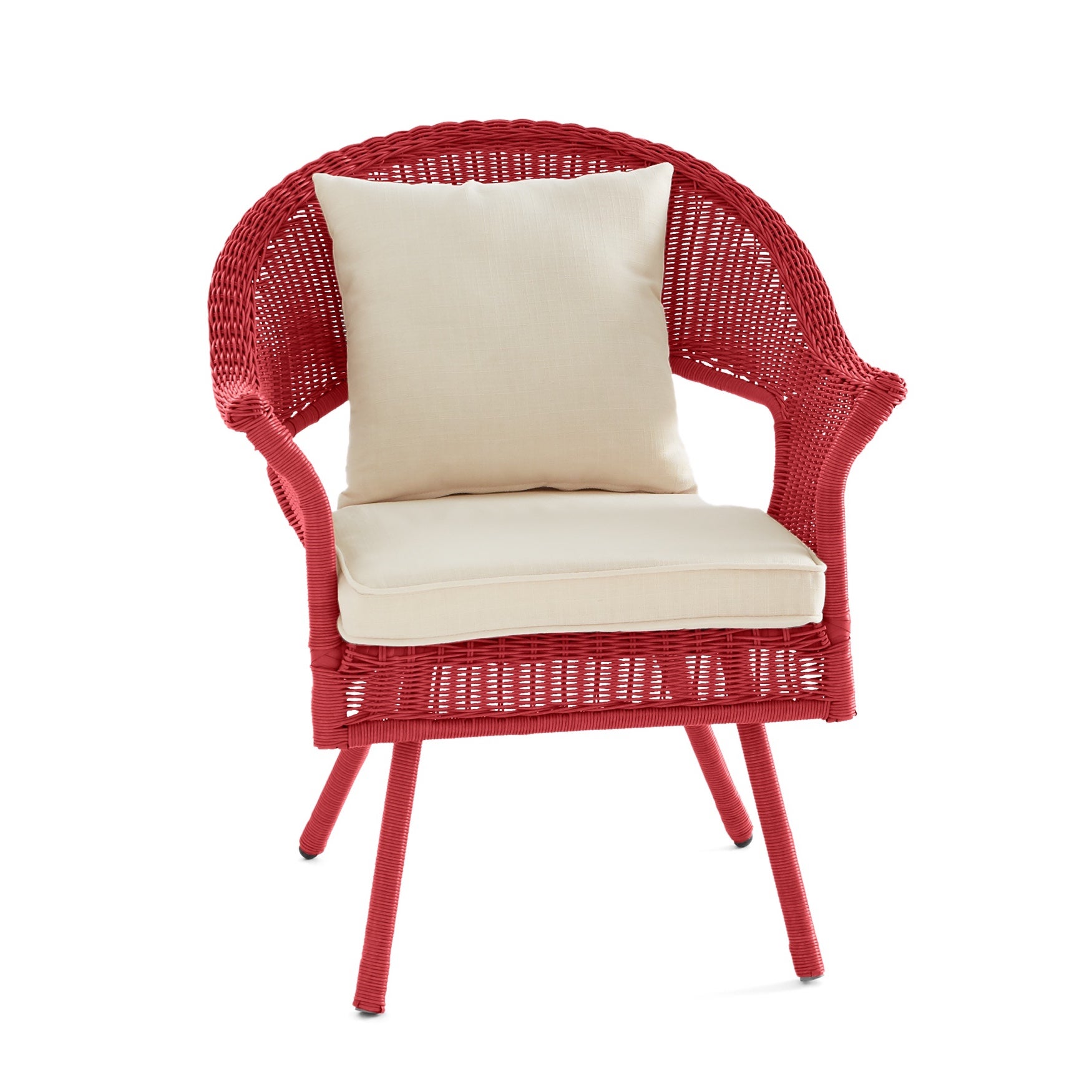 Roma Hand-Woven Resin Wicker Stacking Chair with Toss Pillow & Seat Cushion image number 0