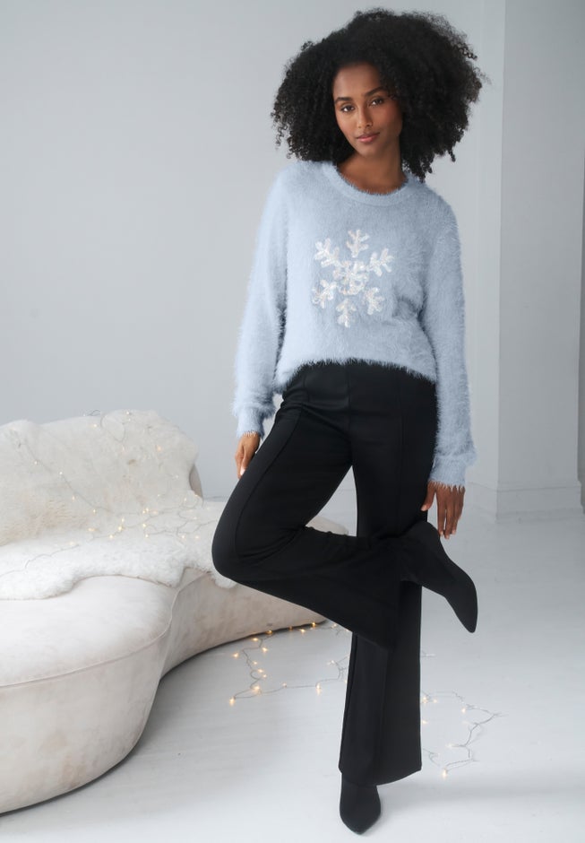 Embellished Eyelash Pullover Sweater image number 2
