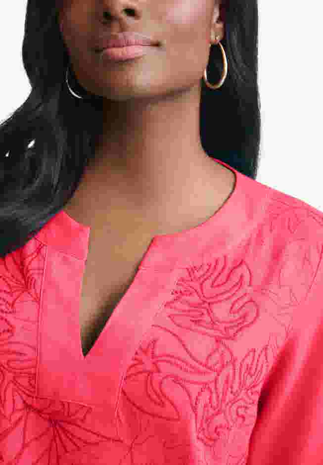Linen V-Neck Embroidered Tunic image number 1