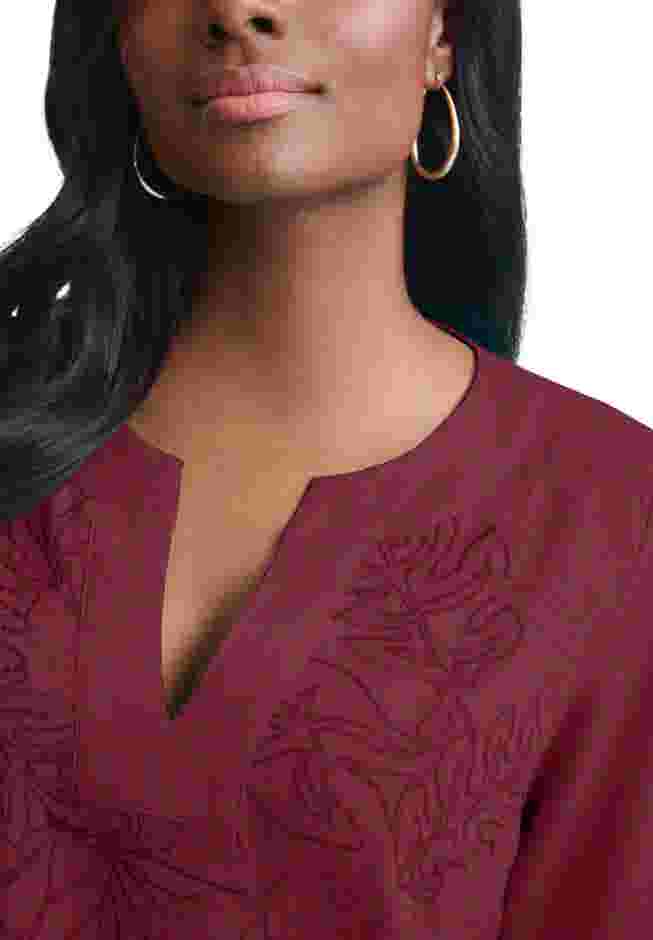 Linen V-Neck Embroidered Tunic image number 3