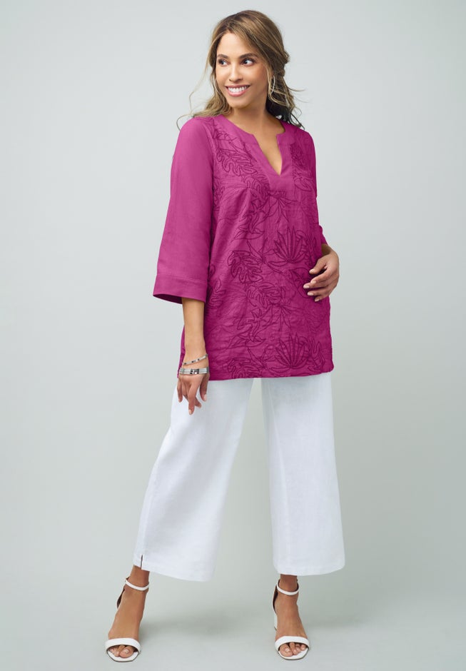 Wide Leg Linen Crop Pant image number 1