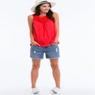 100% Cotton Crochet Scoop Neck A-Line Tank image number null