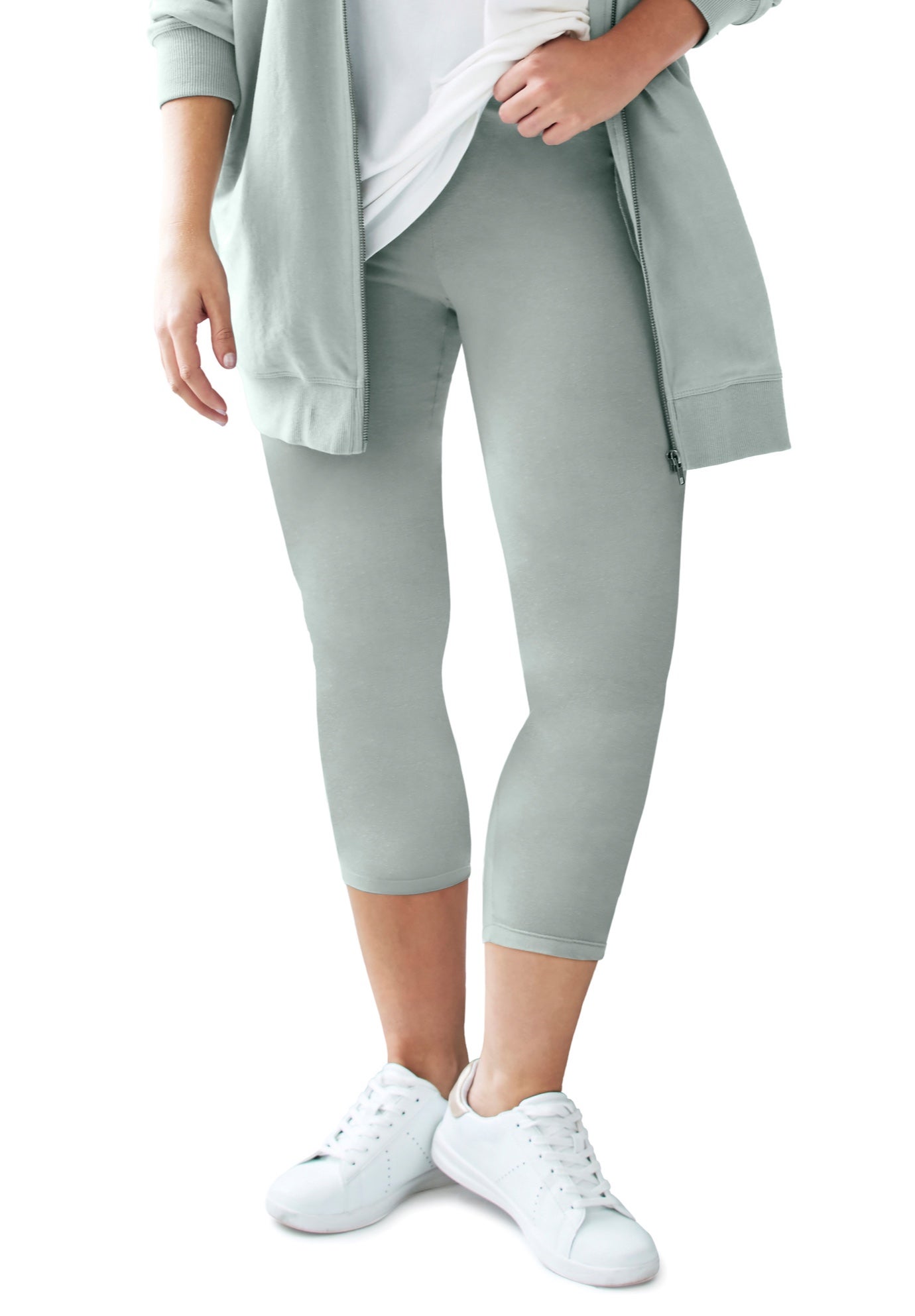 Cotton Spandex Elastic Waist Capri Leggings image number 0