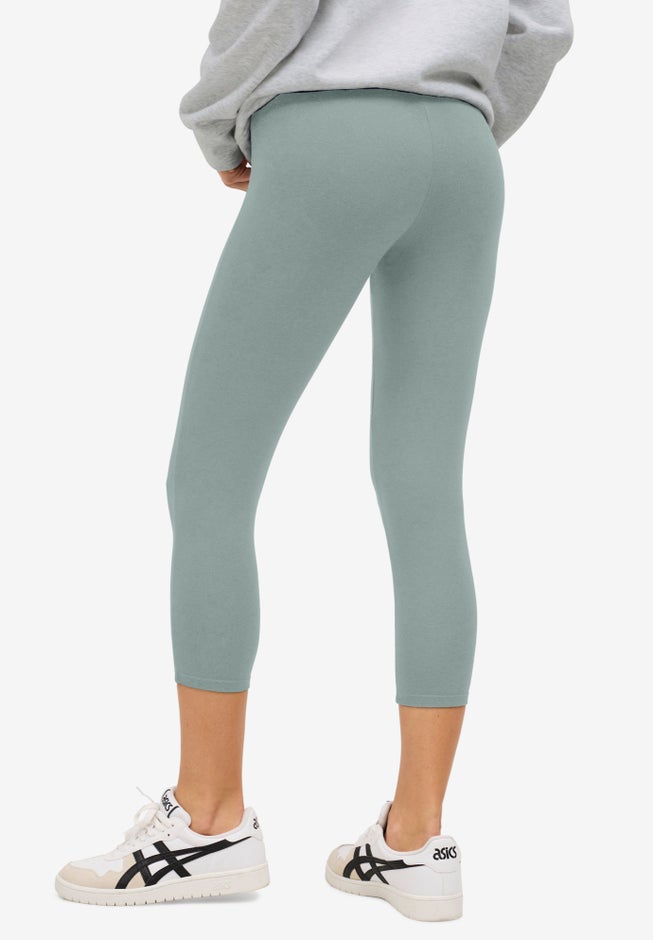 Cotton Spandex Elastic Waist Capri Leggings image number 1