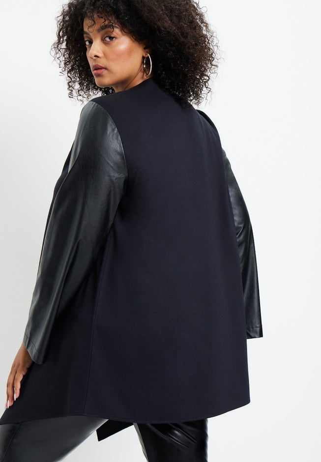 Faux-Leather Waterfall Jacket image number null