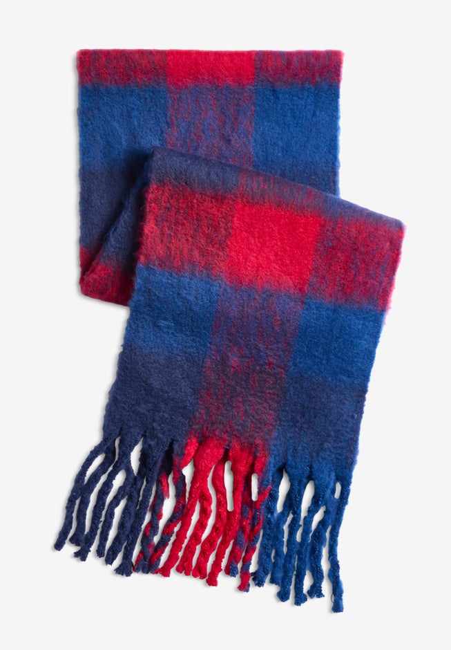 Fringed Plaid Scarf image number null