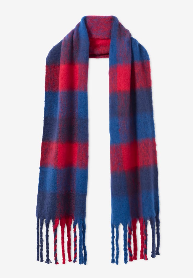 Fringed Plaid Scarf image number null