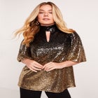 Sequin Keyhole Tee image number null