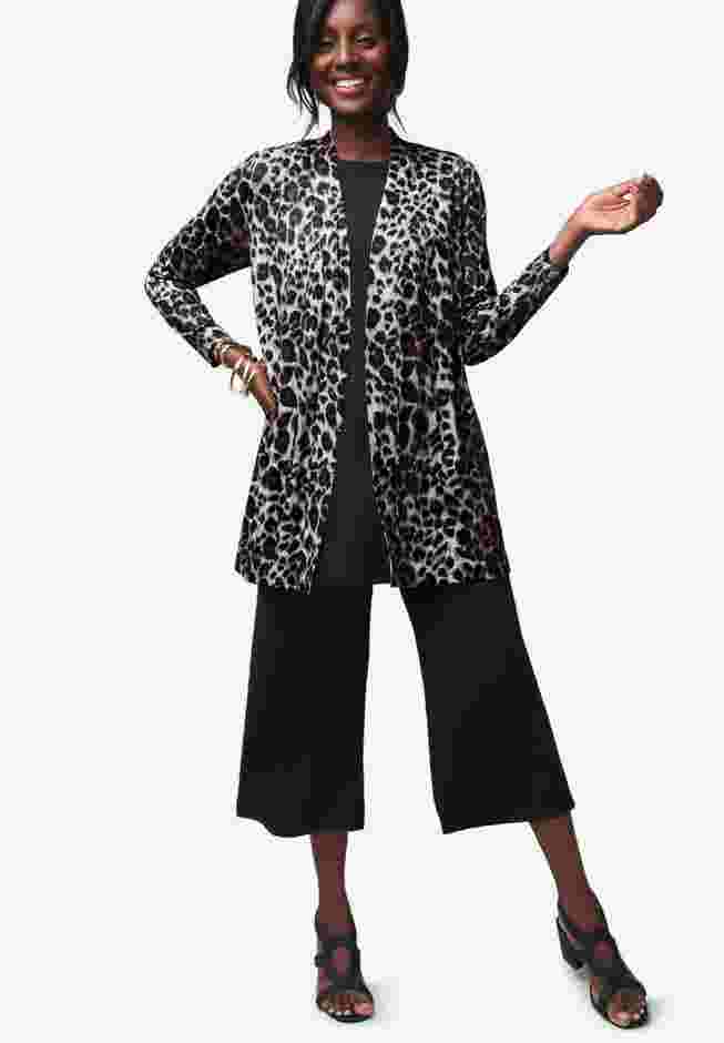 Stretch Knit Wide Leg Crop Pant image number 1