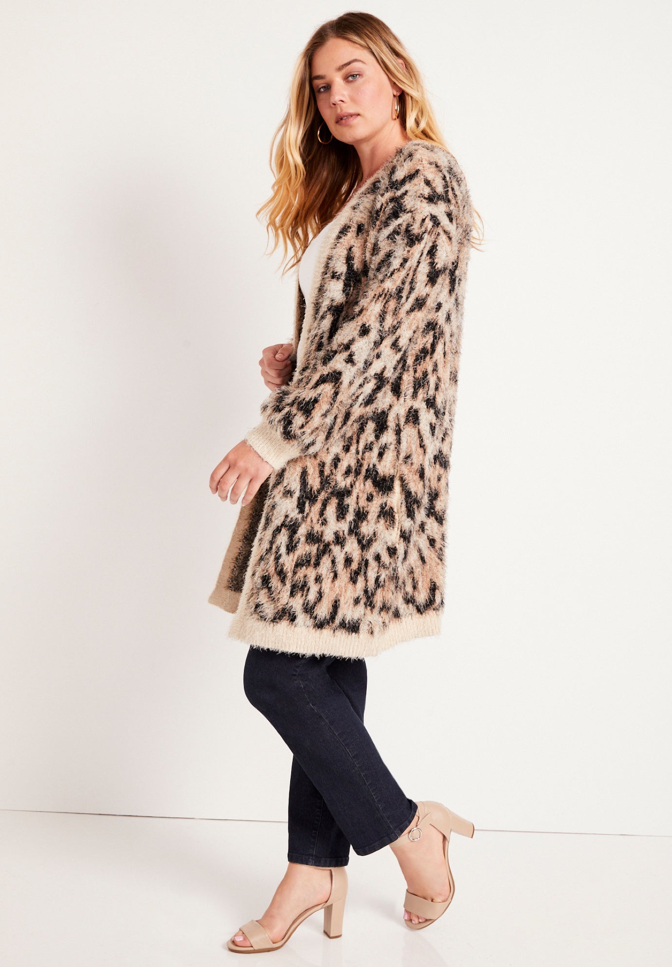 Leopard-Print Eyelash Cardigan image number 2