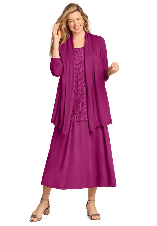 2-Fer Cardigan & Attached Lace Tunic image number 6