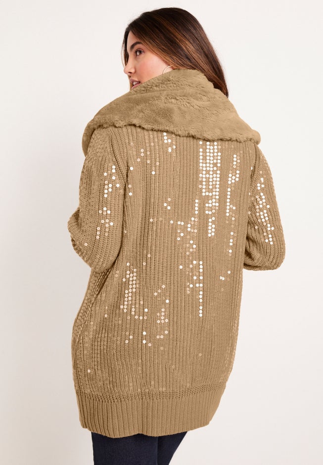 Sequin Button-Up Sweater image number 1