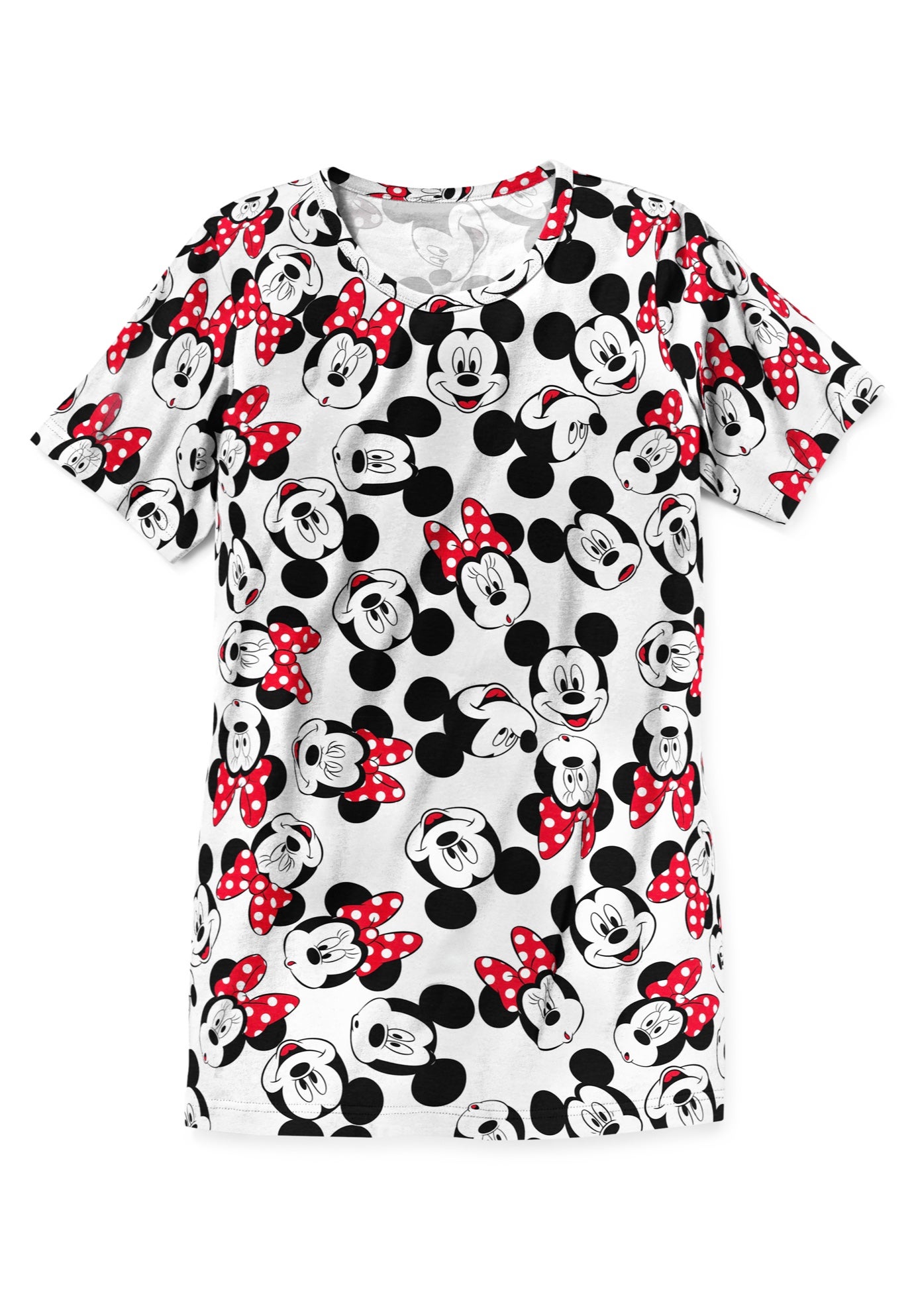 Disney Women's Short Sleeve Crew Tee Mickey Mouse All Over Print image number 1