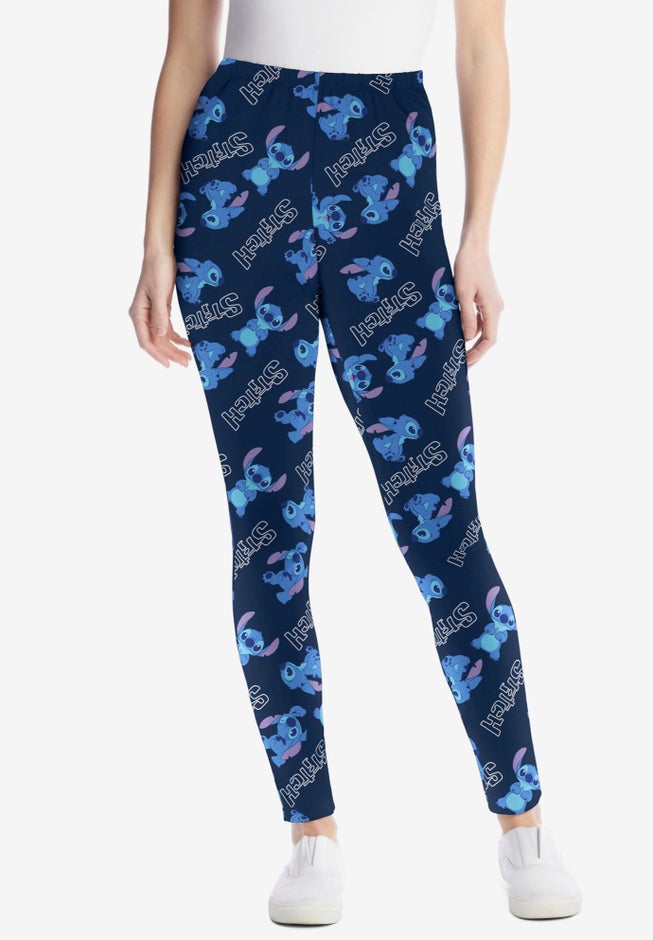 Disney Women's Navy Leggings Stitch All Over Print image number 0