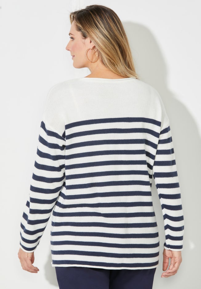 Liz&Me&reg; Heart & Soul Stripe Sweater image number 1