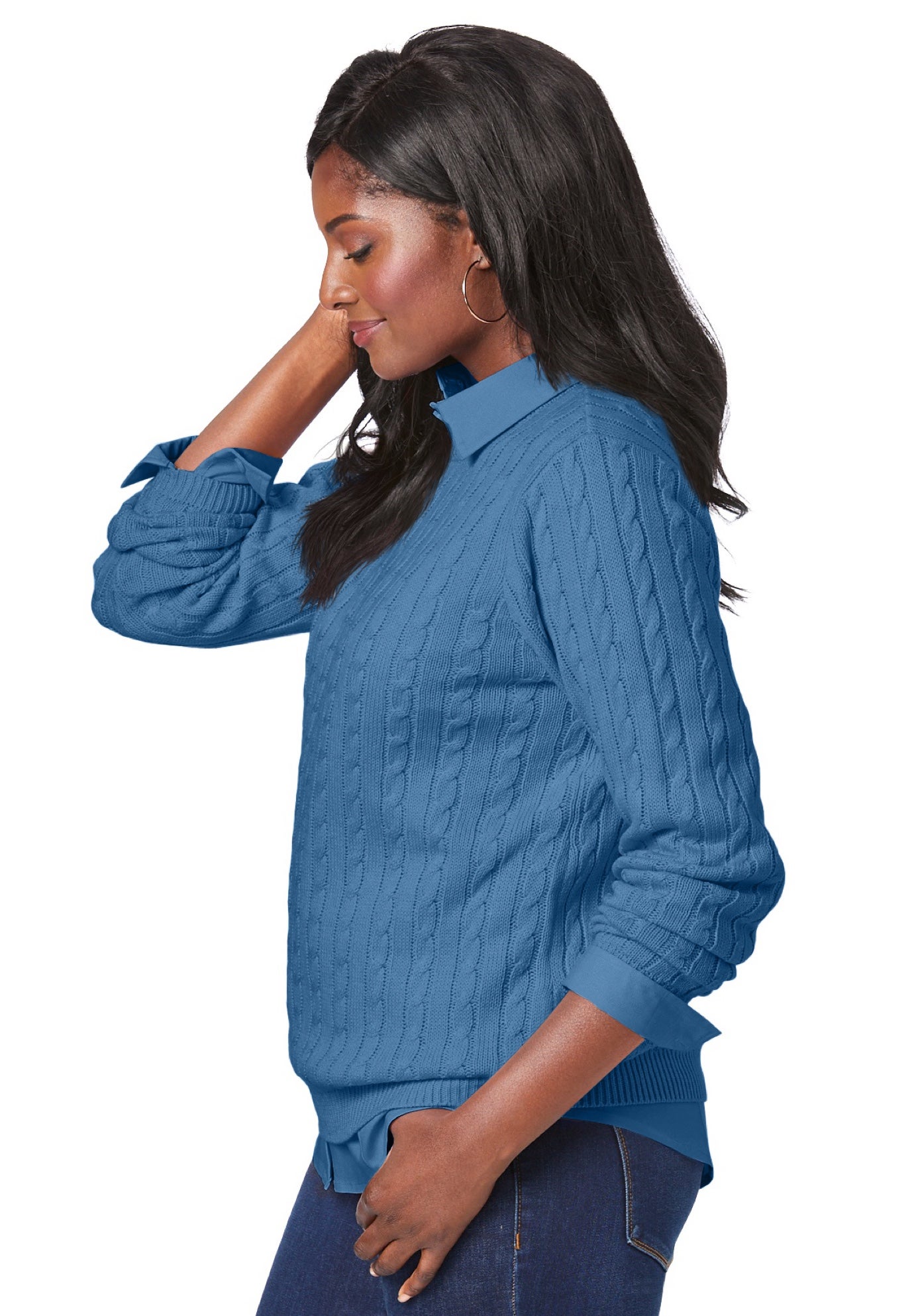 Cable Crewneck Sweater image number 2