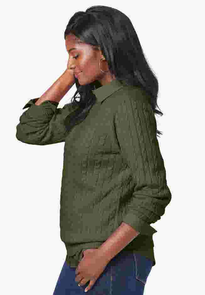 Cable Crewneck Sweater image number 2