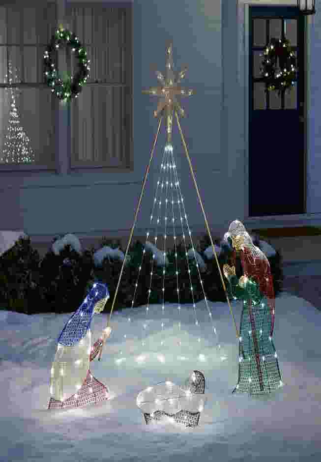 72" Pre-Lit Glitter Nativity Scene image number 0