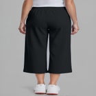 French Terry Wide Leg Cropped Sweatpants With Drawstring Elastic Waistband image number null