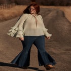 High Waisted Flare Godet Jean image number null