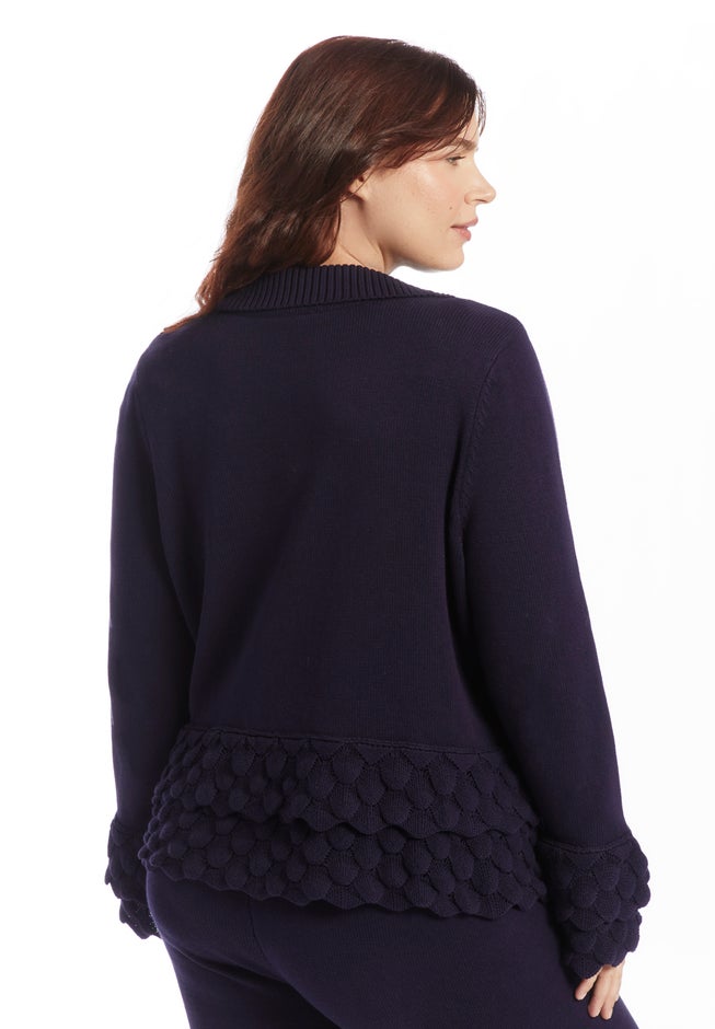 Ruffled Peplum Cardigan Sweater image number 2