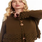 Ruffled Peplum Cardigan Sweater image number null