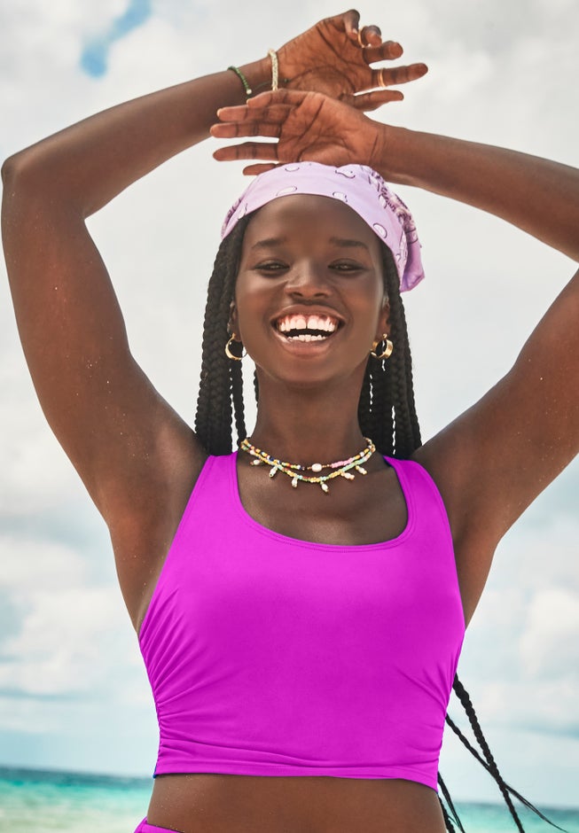 Cropped Racerback Tankini Top image number 0
