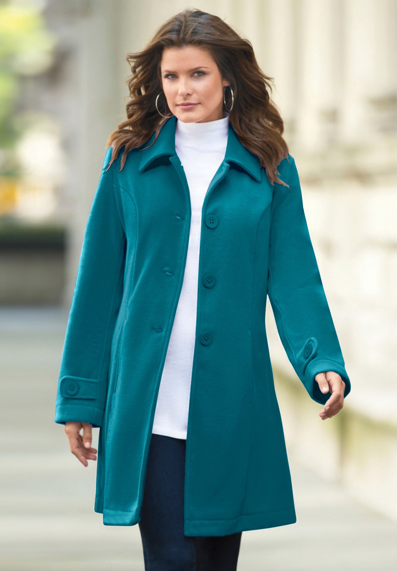 Plus Size Button Up Fleece Jacket image number 4