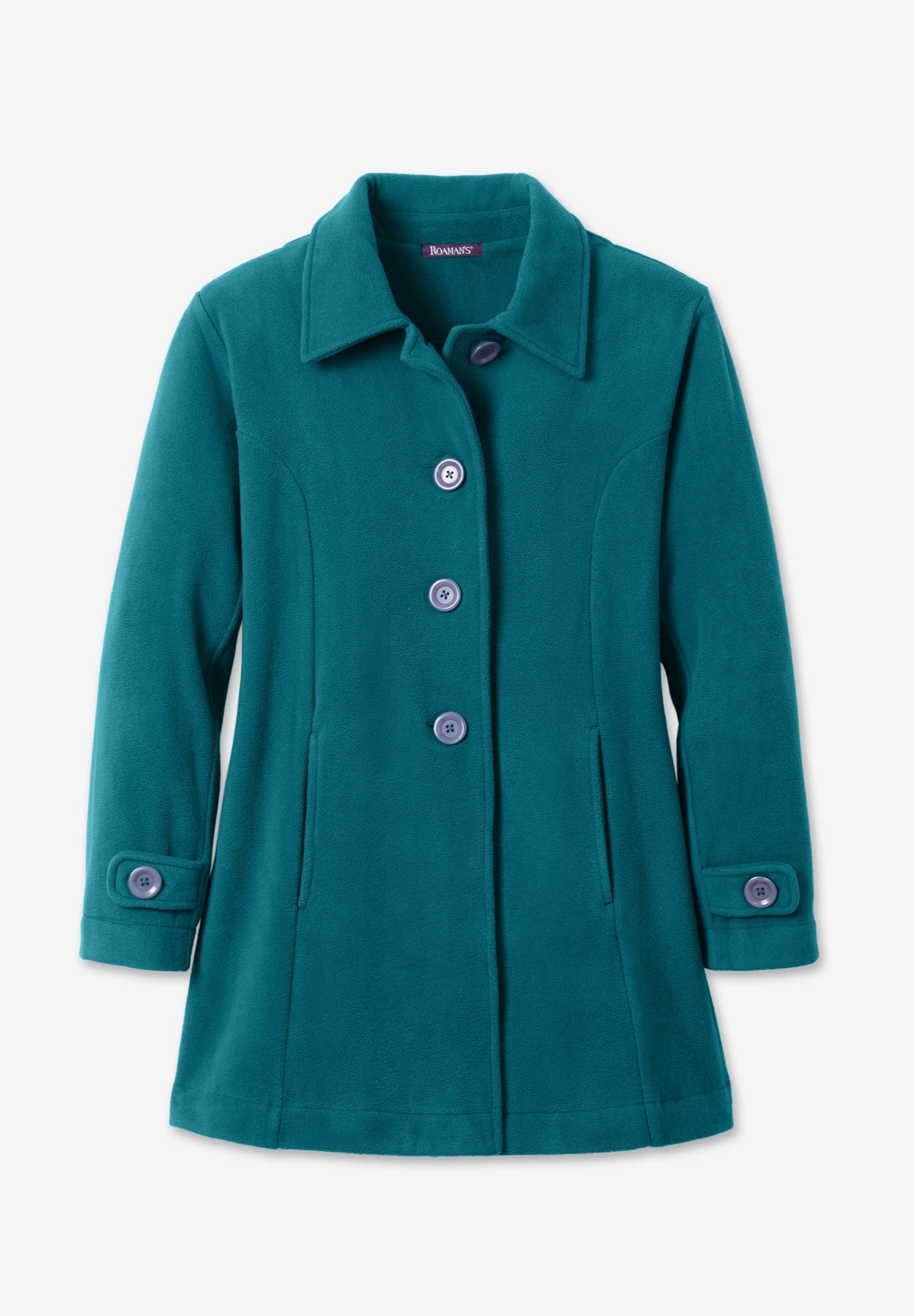 Plus Size Button Up Fleece Jacket image number 7