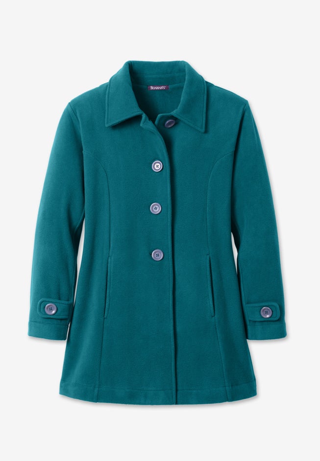 Plus Size Button Up Fleece Jacket image number 7