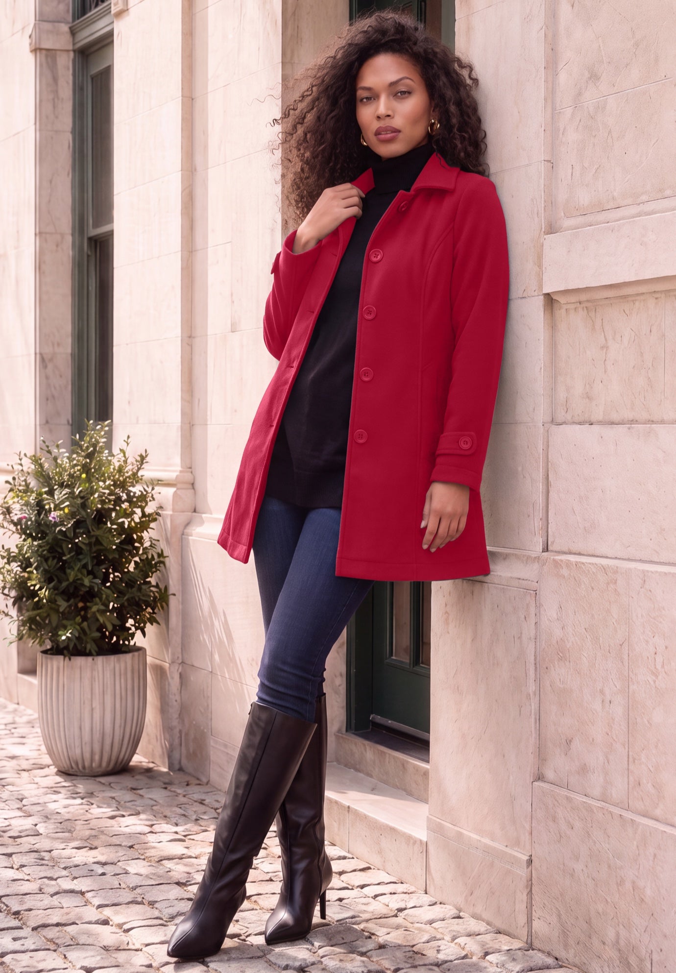 Plus Size Button Up Fleece Jacket image number 1