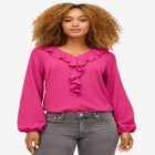 Knit Top With Ruffled V-Neck image number null