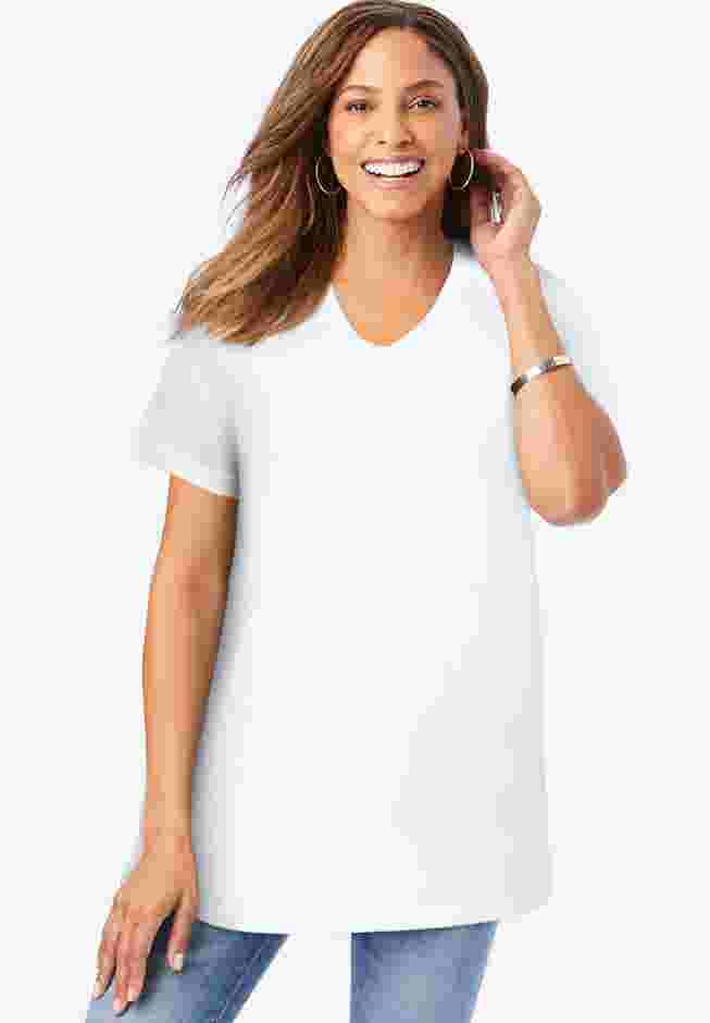 Stretch Knit V-Neck Swing Tunic image number 0