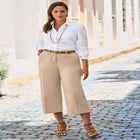 Stretch Cotton Chino Wide-Leg Crop image number null