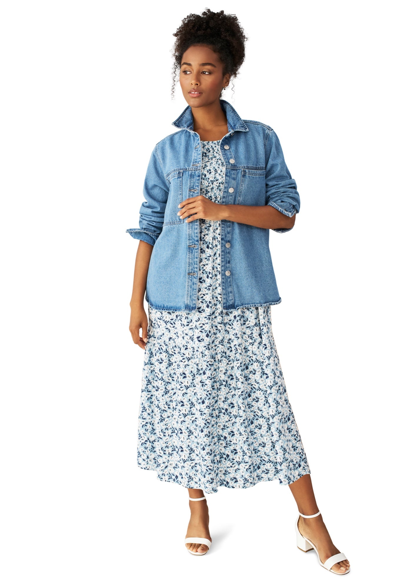 Smocked Bodice Tiered Midi Dress image number 2