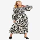 Smocked Bodice Tiered Midi Dress image number null