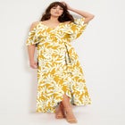 Cold-Shoulder Faux-Wrap Maxi Dress image number 0