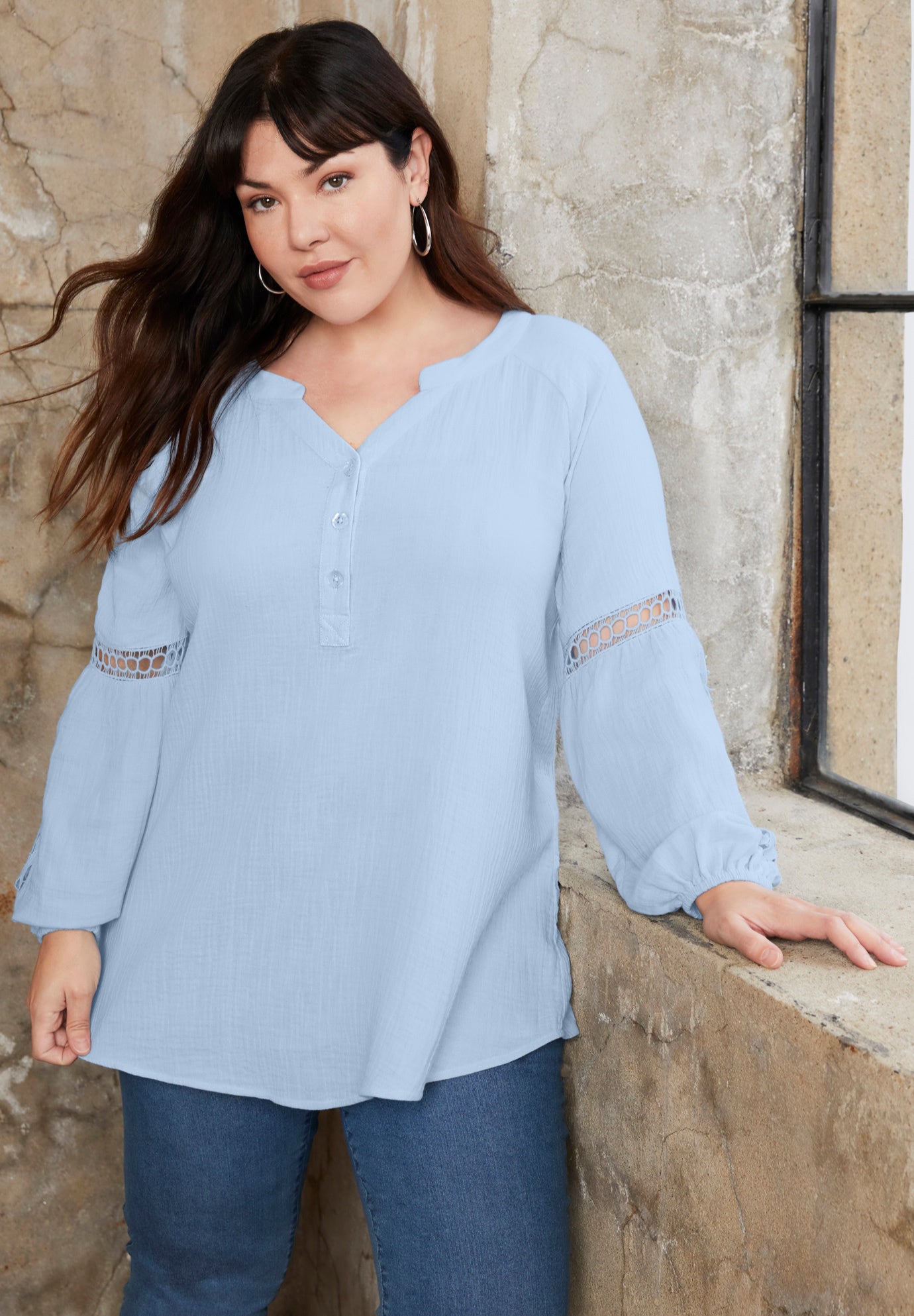 Crochet-Sleeve Popover Tunic image number 0