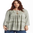 Acid Wash Peasant Blouse image number null