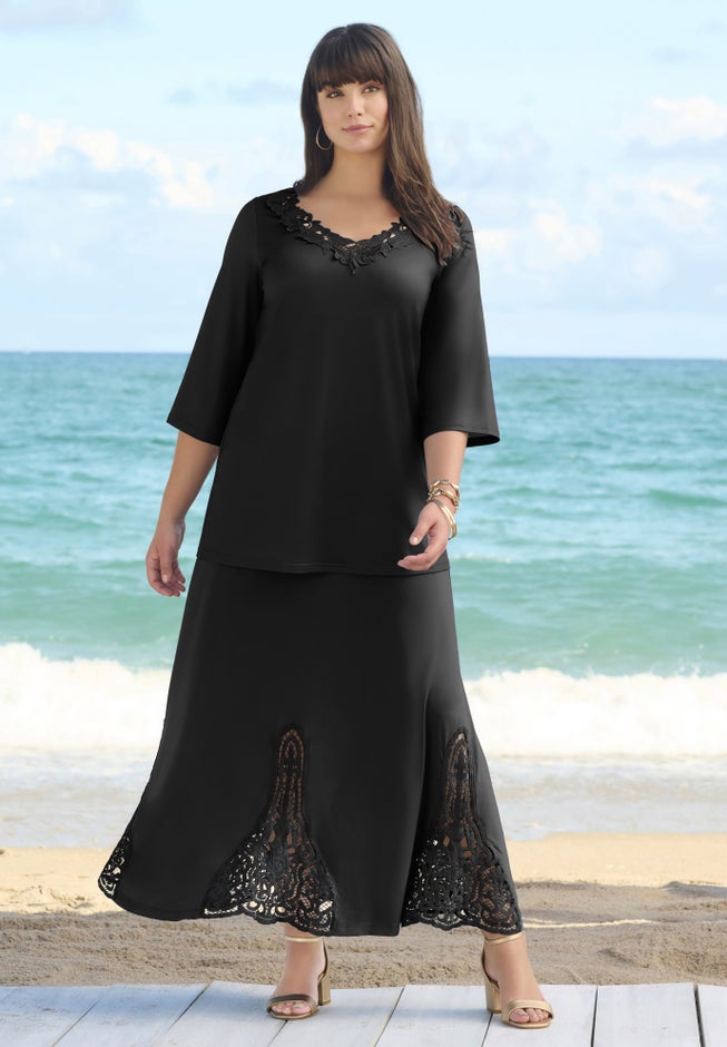 Lace V Neck Ultrasmooth&reg; Fabric Top image number 3